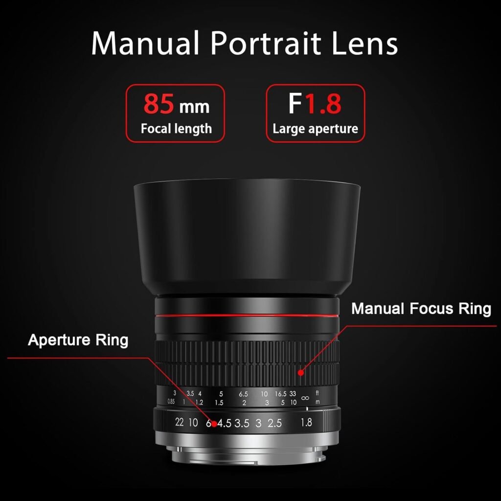 85mm f1.8 Portrait Lens - EF Lens for Canon, Medium Telephoto Lenses Manual Camera for Canon EOS Rebel T8i T7i T7 T6 T6s T6i SL3 SL2 90D 80D 77D 4000D EOS-1D X Mark III/II, 5D Mark IV, 6D Mark II etc