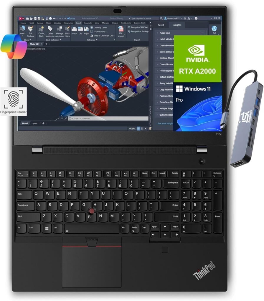 Lenovo ThinkPad P15v Mobile Workstation (15.6 FHD, Intel 14-Core i7-12800H, 32GB RAM, 1TB SSD, RTX A2000) Laptop for Engineer, Designer, Architect, Backlit, Fingerprint, Win 11 Pro w/AI Copilot