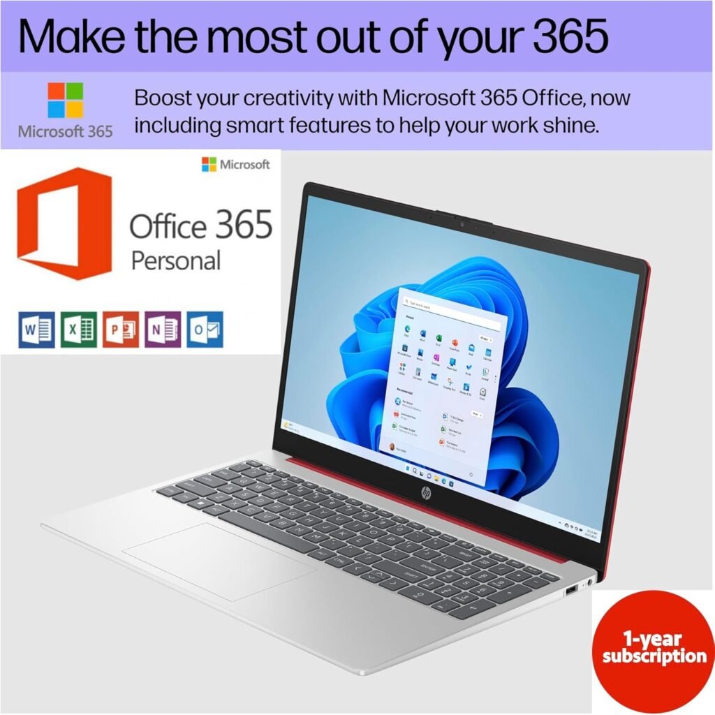 HP 14 Laptop Portable Slim 2024,14 HD Micro-edge Display, Intel Quad-Core Pentium Processor, 16GB RAM, 512GB SSD Wi-Fi, Webcam, Fast Charge, 1-Yr MS 365, Long Battery, Win 11 +MarxsolAccessory Silver