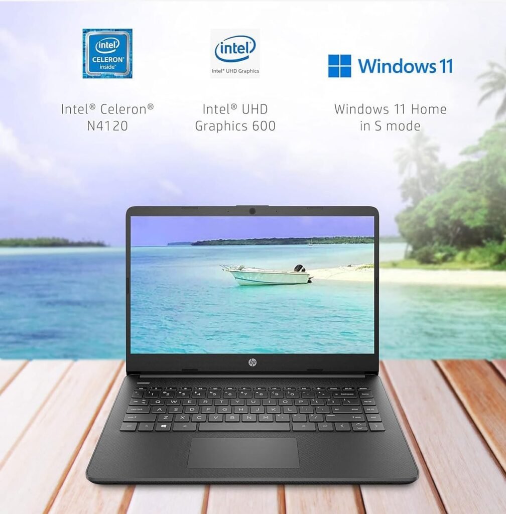 HP 14in Schools and Business Laptop, Intel Quad-Core N4120 CPU, 16GB RAM, 64GB eMMC, 256GB Micro SD, 1-Y Office 365, Webcam, HDMI, WiFi, Win 11 S(White)