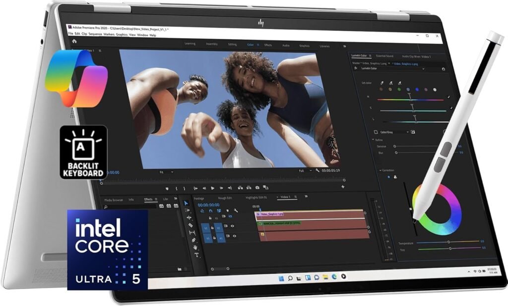HP Envy x360 2-in-1 AI PC Laptop for Creator, Photographer, Designer (16 FHD+ Touchscreen, Intel 12-Core Ultra 5 125U, 16GB RAM, 512GB SSD, IST Stylus), Backlit, Wi-Fi 6E, Win 11 Pro w/AI Copilot