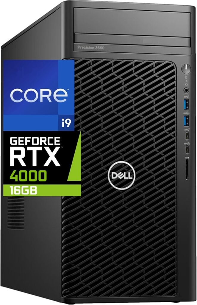 Dell Precision 3660 Tower Computer, Intel i9-13900 24-Core, 64GB RAM, 2TB NVMe SSD, Nvidia RTX A4000 16GB DDR6, Display Port, HDMI, Wi-Fi, Bluetooth - Windows 11 Pro, Black Desktop