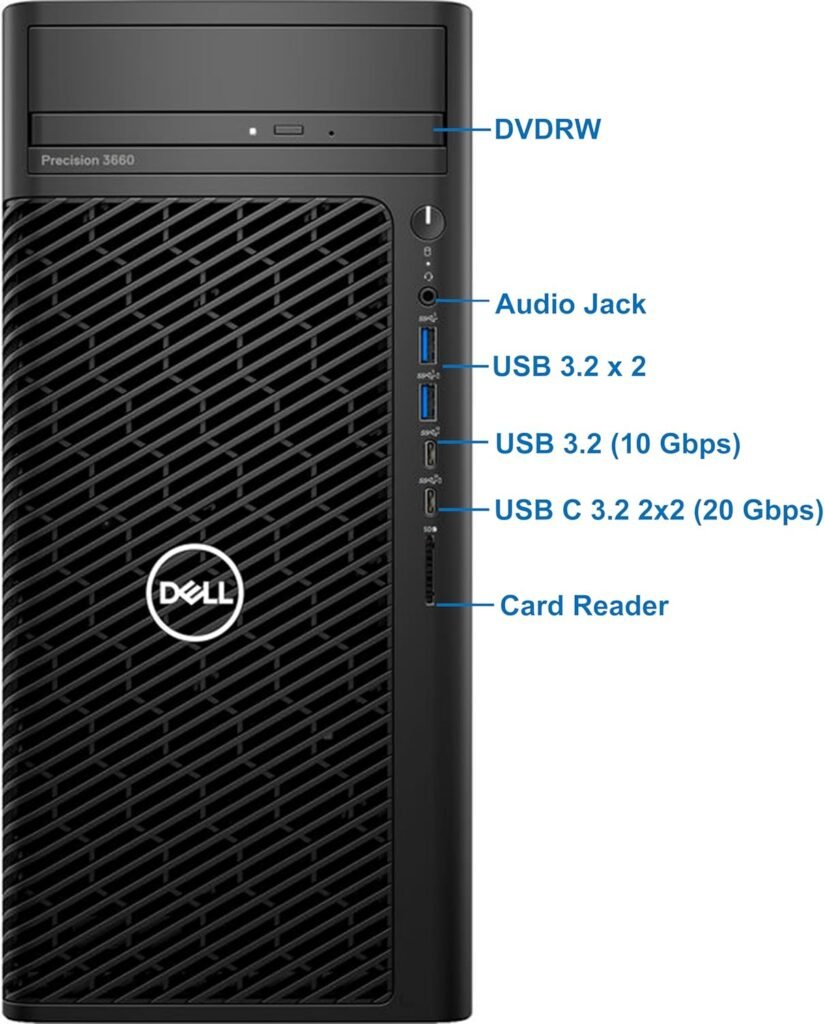 Dell Precision 3660 Tower Computer, Intel i9-13900 24-Core, 64GB RAM, 2TB NVMe SSD, Nvidia RTX A4000 16GB DDR6, Display Port, HDMI, Wi-Fi, Bluetooth - Windows 11 Pro, Black Desktop