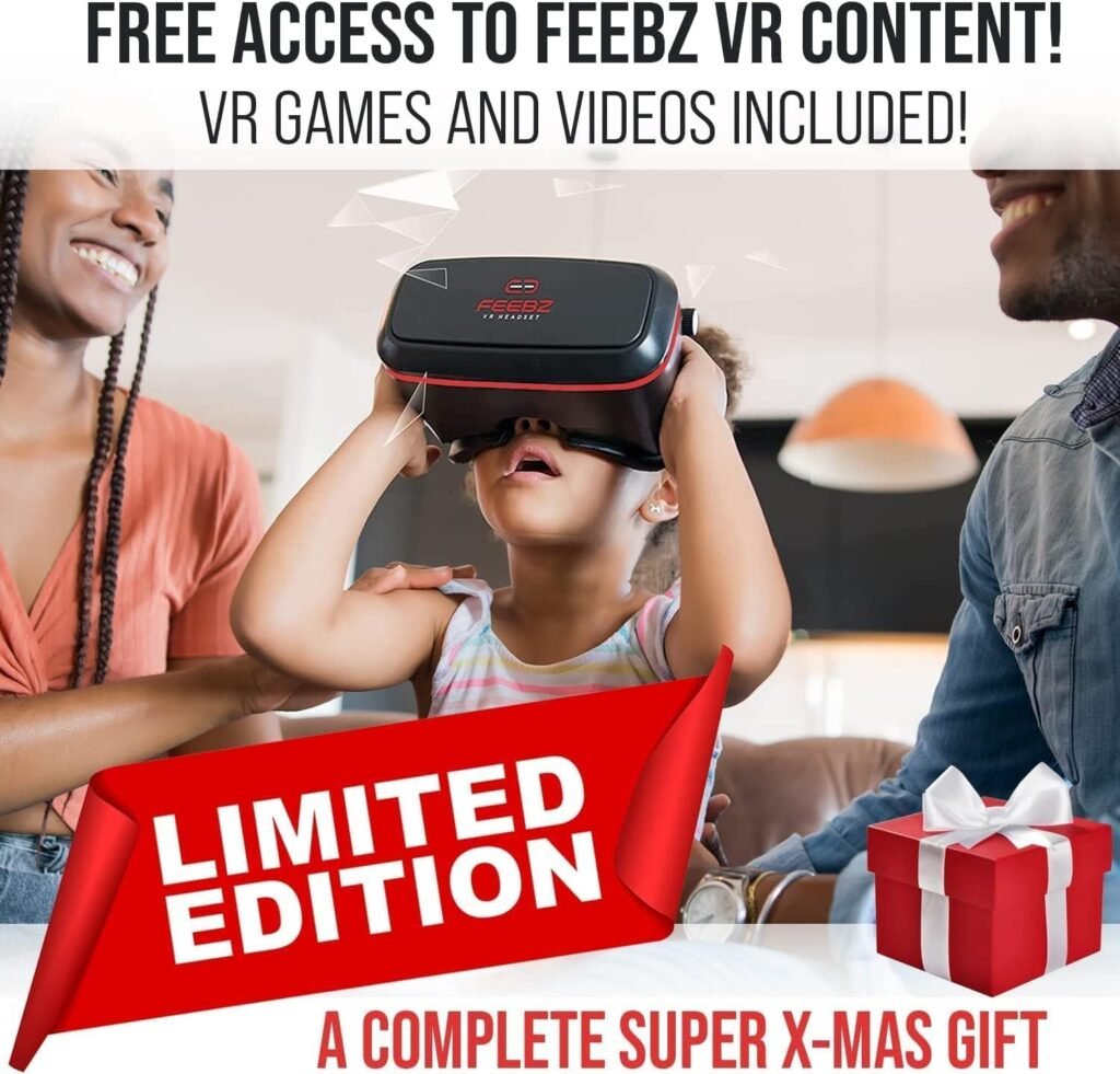 FEEBZ 3D VR Headset for Kids 2.0 + Android Remote - for iPhone  Android Phones | with 3D VR Videos  Apps Links | Virtual Reality Goggles Set for Beginners