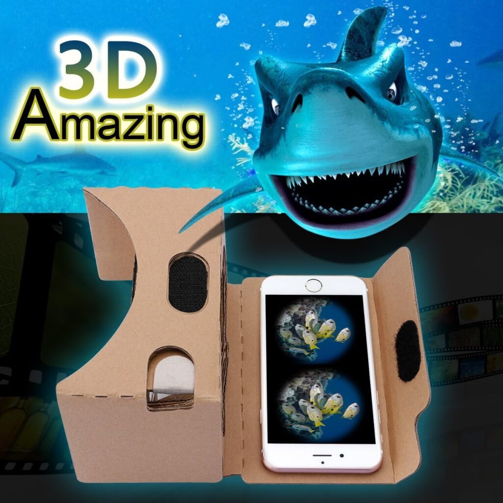 Google Cardboard,Topmaxions 3D VR Virtual Reality DIY VR Headset for 3D Movies and Games Compatible with Android  Apple Up to 6 Inch Easy Setup Machine