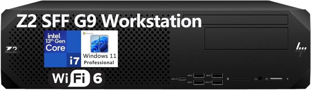 HP Z2 SFF G9 Workstation Small Form Factor Business Desktop Computer, 13th Gen Intel 14-Core i7-13700, 32GB DDR5 RAM, 1TB PCIe SSD, DVDRW, WiFi 6, Bluetooth, Keyboard  Mouse, Windows 11 Pro, Tilsiy