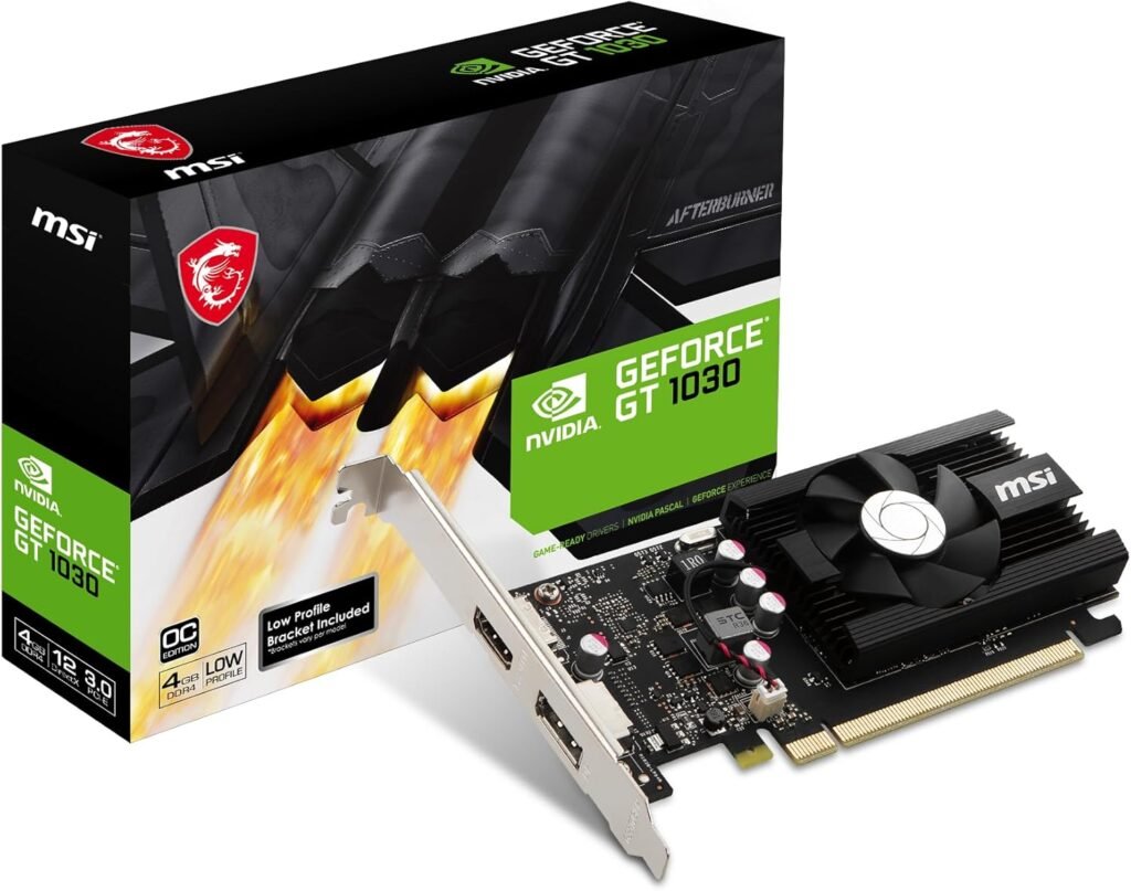 MSI Gaming GeForce GT 1030 4GB DDR4 64-bit HDCP Support DirectX 12 DP/HDMI Single Fan OC Graphics Card (GT 1030 4GD4 LP OC)