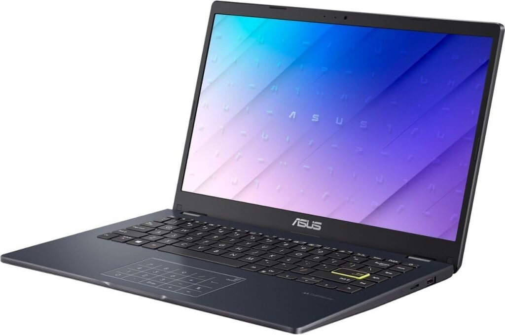 NewASUS Business and Student School Laptop 14 Inch FHD Display_Intel_Celeron N4500 4GB RAM 64GB eMMC_Intel_Iris Xe Graphics Webcam Media Card Reader Wi-Fi HDMI USB-C Win 11 Home in S Mode Star Black