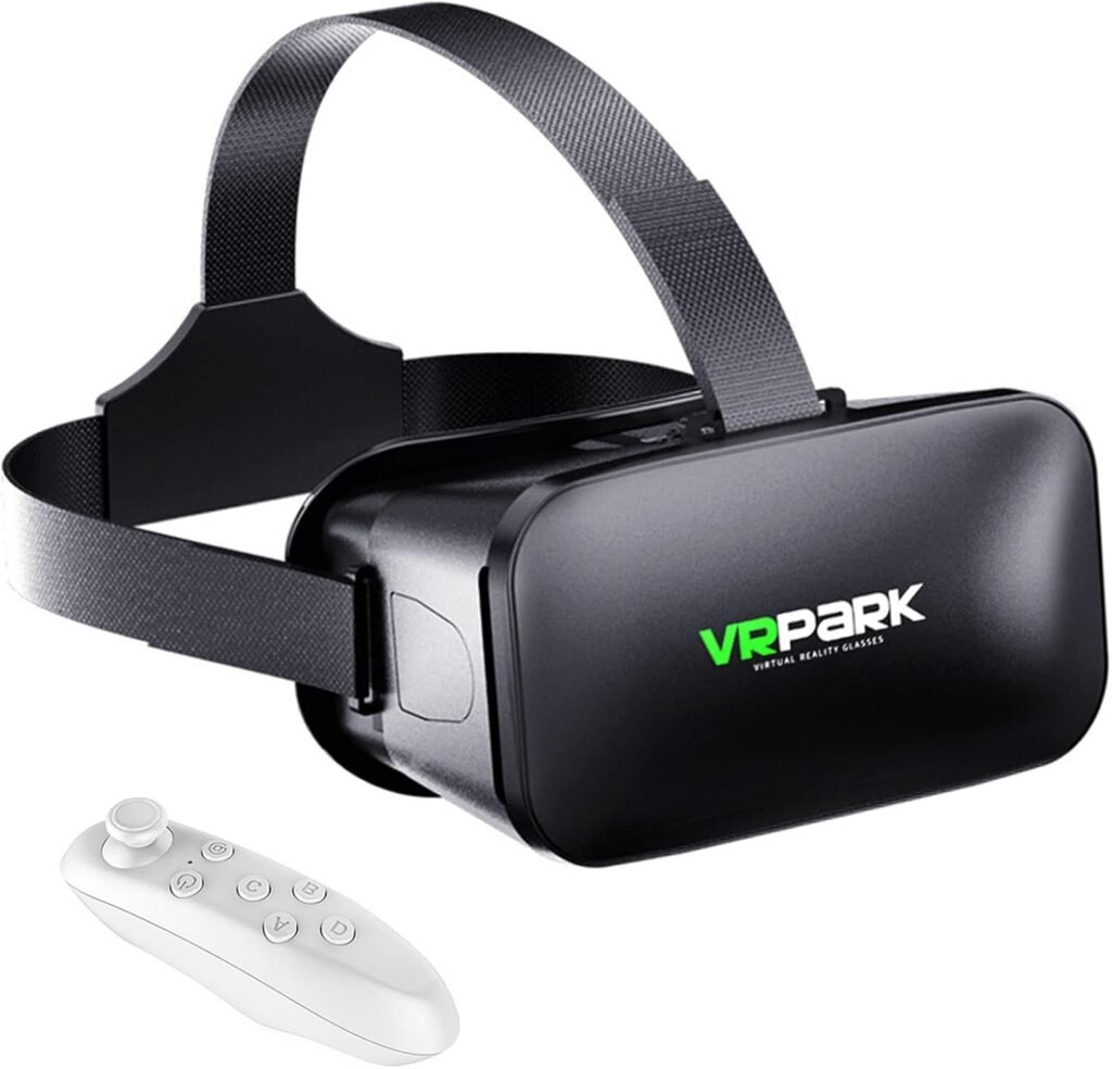 VR Headset for iPhone or Android Phone, Anti-Blue Light Virtual Reality 3D VR Glasses Headset Helmets, Compatible with 4.5” to 6.7” inch with Controller, for Mobile Games  Movies