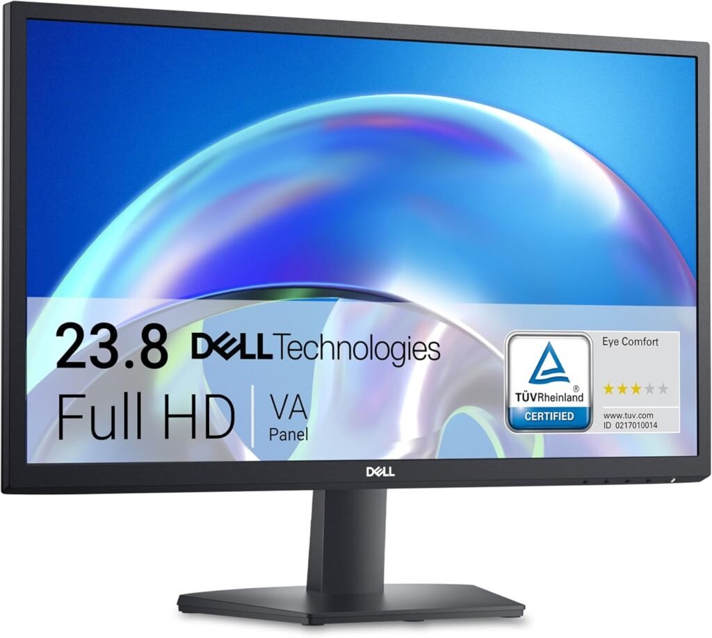 Dell 24 SE2425H Monitor - 23.8-Inch Full HD (1920x1080), VA Panel, 5ms Response Time, Tilt, Certified by TÜV Rheinland for 3-Star Eye Comfort - Black