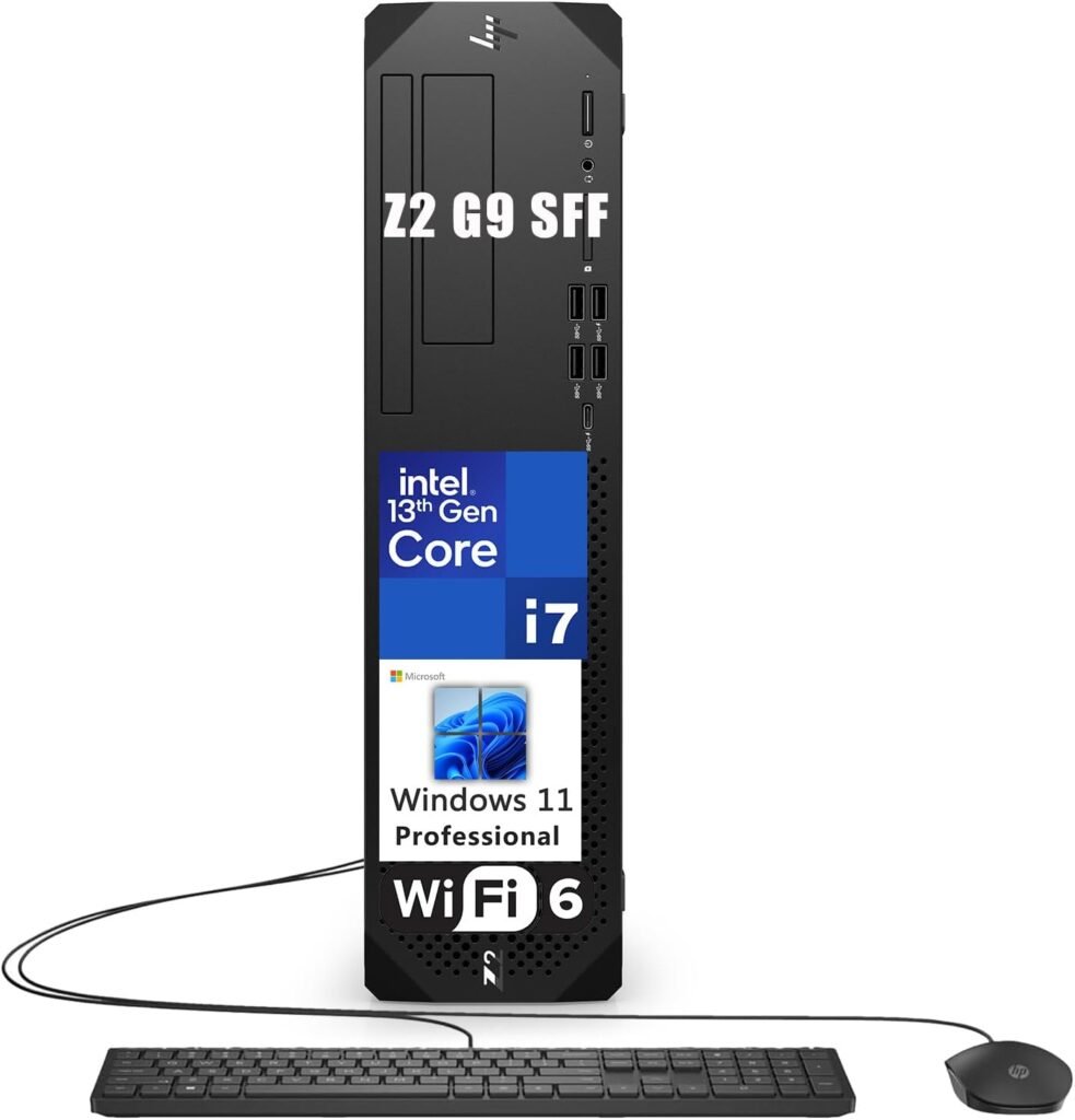 HP Z2 G9 SFF Workstation Small Form Factor Business Desktop Computer, 13th Gen Intel 14-Core i7-13700, 32GB DDR5 RAM, 1TB PCIe SSD, DVDRW, WiFi 6, Bluetooth, Keyboard  Mouse, Windows 11 Pro