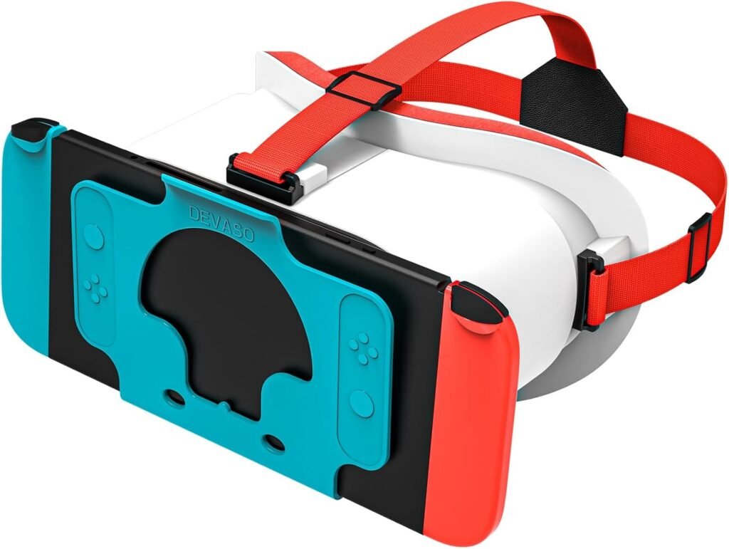 VR Headset Designed for Nintendo Switch  Switch OLED, VR Glasses with Adjustable HD Lenses, Head Strap, 3D Goggles for Nintendo Switch OLED (Red)