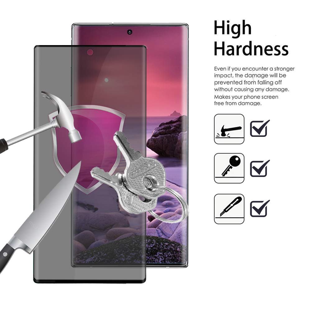 [1+1] Galaxy Note 10 Plus Privacy Screen Protector Tempered Glass + Camera Lens Protector [Anti-Spy] [9H Hardness] [Anti-Scratch] [3D Full Coverage] for Samsung Galaxy Note 10+ (6.8)