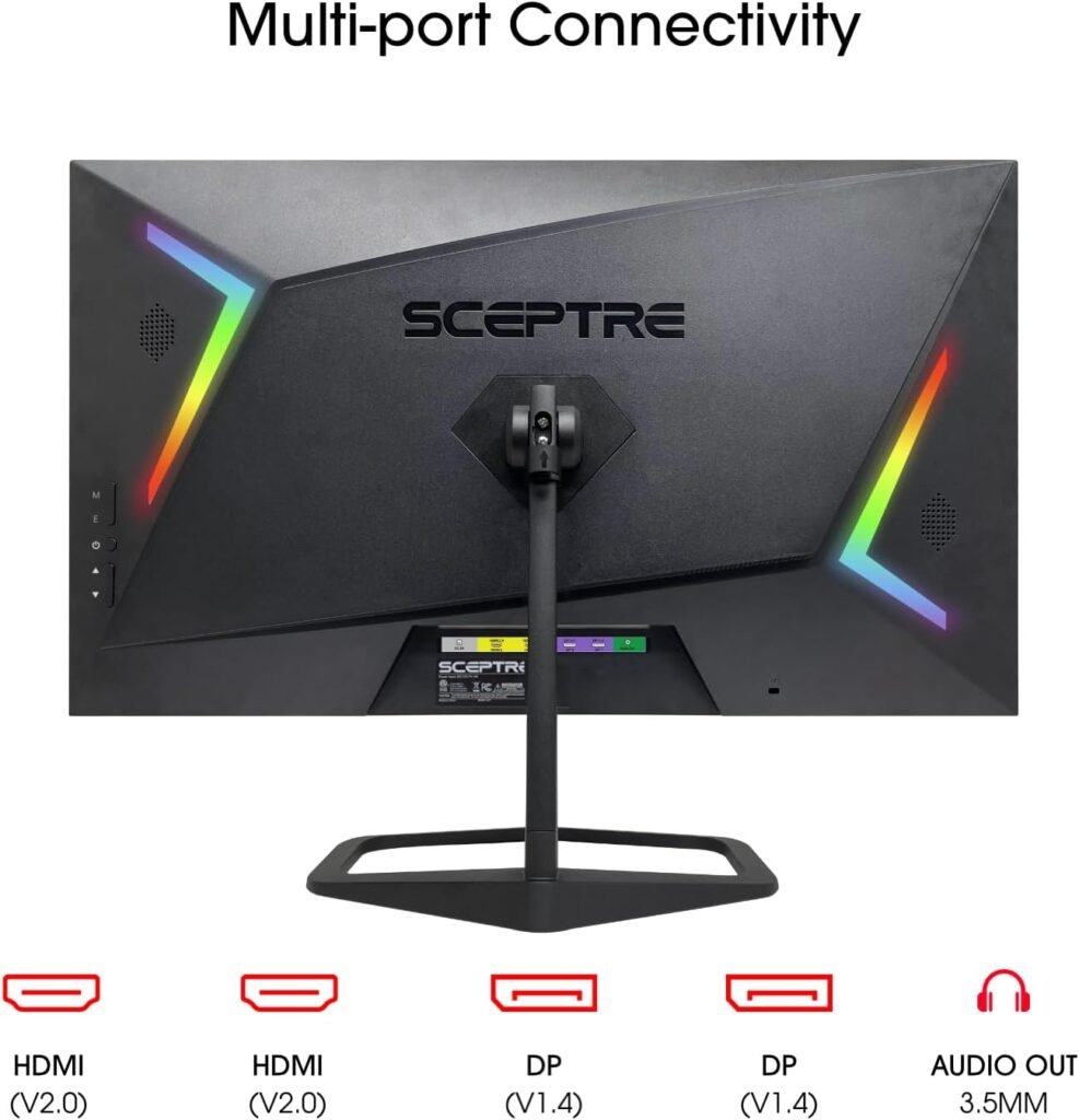 Sceptre Curved 24.5-inch Gaming Monitor up to 240Hz 1080p R1500 1ms DisplayPort x2 HDMI x2 Blue Light Shift Build-in Speakers, Machine Black 2023 (C255B-FWT240)