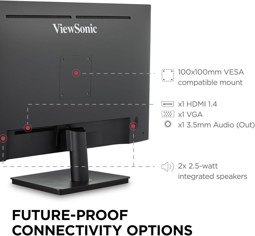 ViewSonic VA3209M 32 Inch IPS Full HD 1080p Monitor with Frameless Design, 75 Hz, Dual Speakers, HDMI, and VGA Inputs for Home and Office,Black