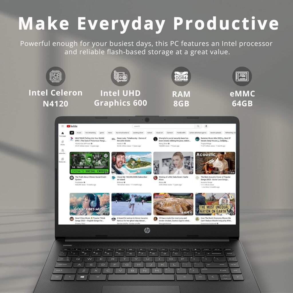 HP Premium Stream 14 HD BrightView Laptop, Intel Celeron N4120, 16GB RAM, 64GB eMMC Storage, UHD Graphics, HD Webcam, 1 Year Office 365, Bluetooth, WiFi, HDMI, Win 11s, Pink, 32GB Hotface USB Card
