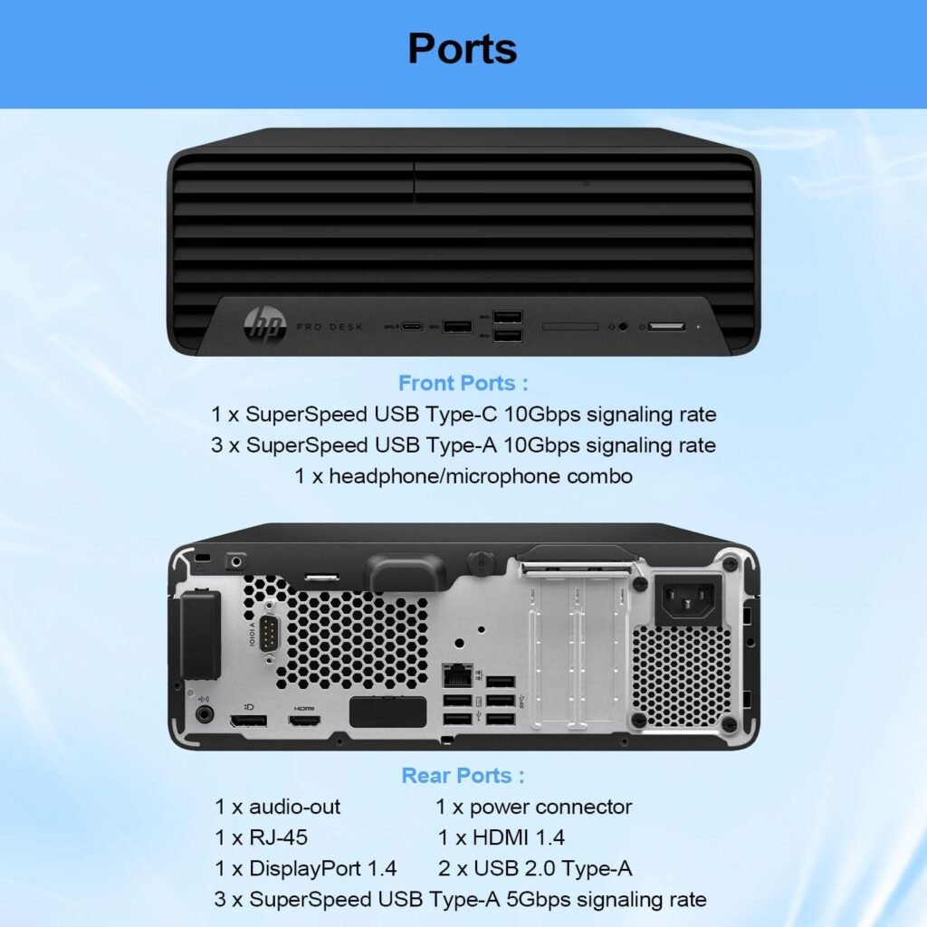 HP ProDesk 400 G9 Small Form Factor Business Desktop, 12th Gen Intel i7-12700 Processor, 32GB RAM, 1TB PCIe SSD, Wi-Fi 6, HDMI, DP, Support 4K, Type-C, RJ-45, Wired Keyboard  Mouse, Windows 11 Pro