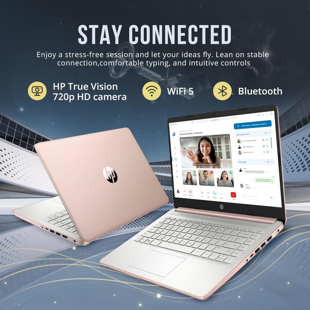 HP Stream 14 HD BrightView Laptop, Intel Celeron N4120, 16GB RAM, 256GB Storage (128GB eMMC + 128GB USB Card), Intel UHD Graphics, HD Camera, Fast Charge, 1 Year Office 365, Win 11 S, Gold