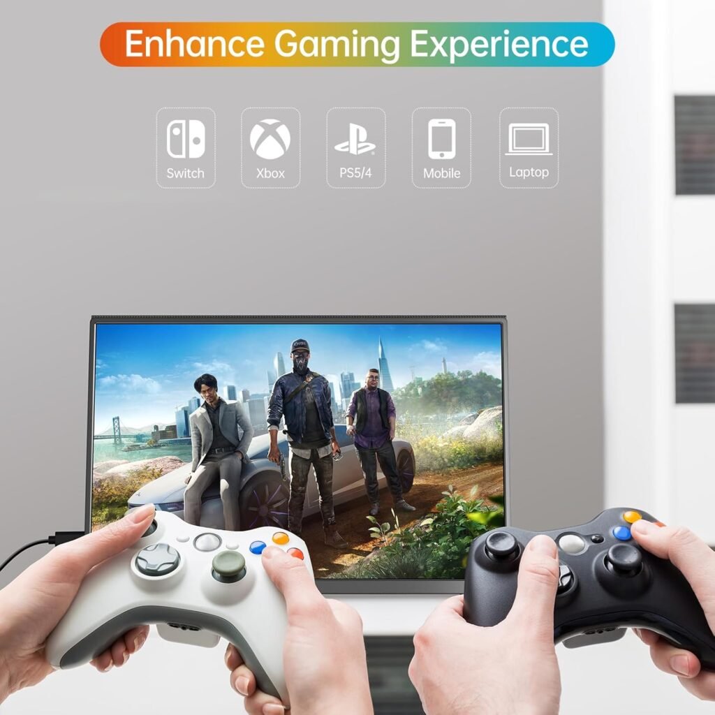 MNN 4K Portable Monitor 15.6 3840x2160 UHD USB-C HDMI Laptop Monitor, 100% Adobe RGB IPS Computer Gaming Display HDR Travel Monitor w/Speakers  Smart Cover for Laptop Xbox PS5 Switch PC Phone