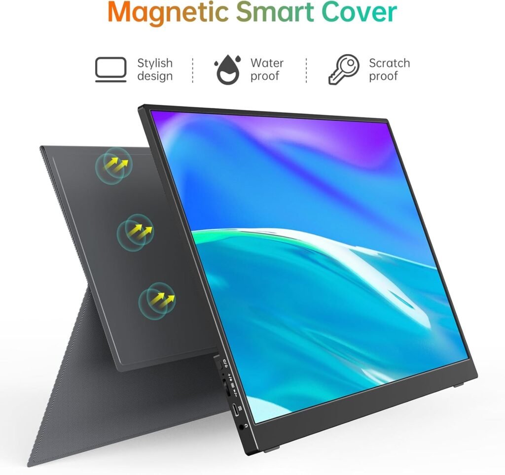 MNN 4K Portable Monitor 15.6 3840x2160 UHD USB-C HDMI Laptop Monitor, 100% Adobe RGB IPS Computer Gaming Display HDR Travel Monitor w/Speakers  Smart Cover for Laptop Xbox PS5 Switch PC Phone