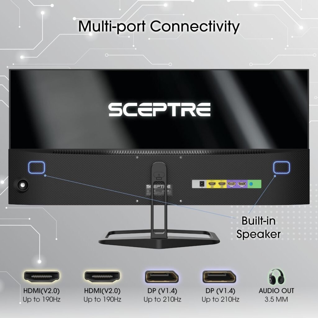 Sceptre 30-inch Curved Gaming Monitor 21:9 2560x1080 Ultra Wide/ Slim HDMI DisplayPort up to 200Hz Build-in Speakers, Metal Black (C305B-200UN1)