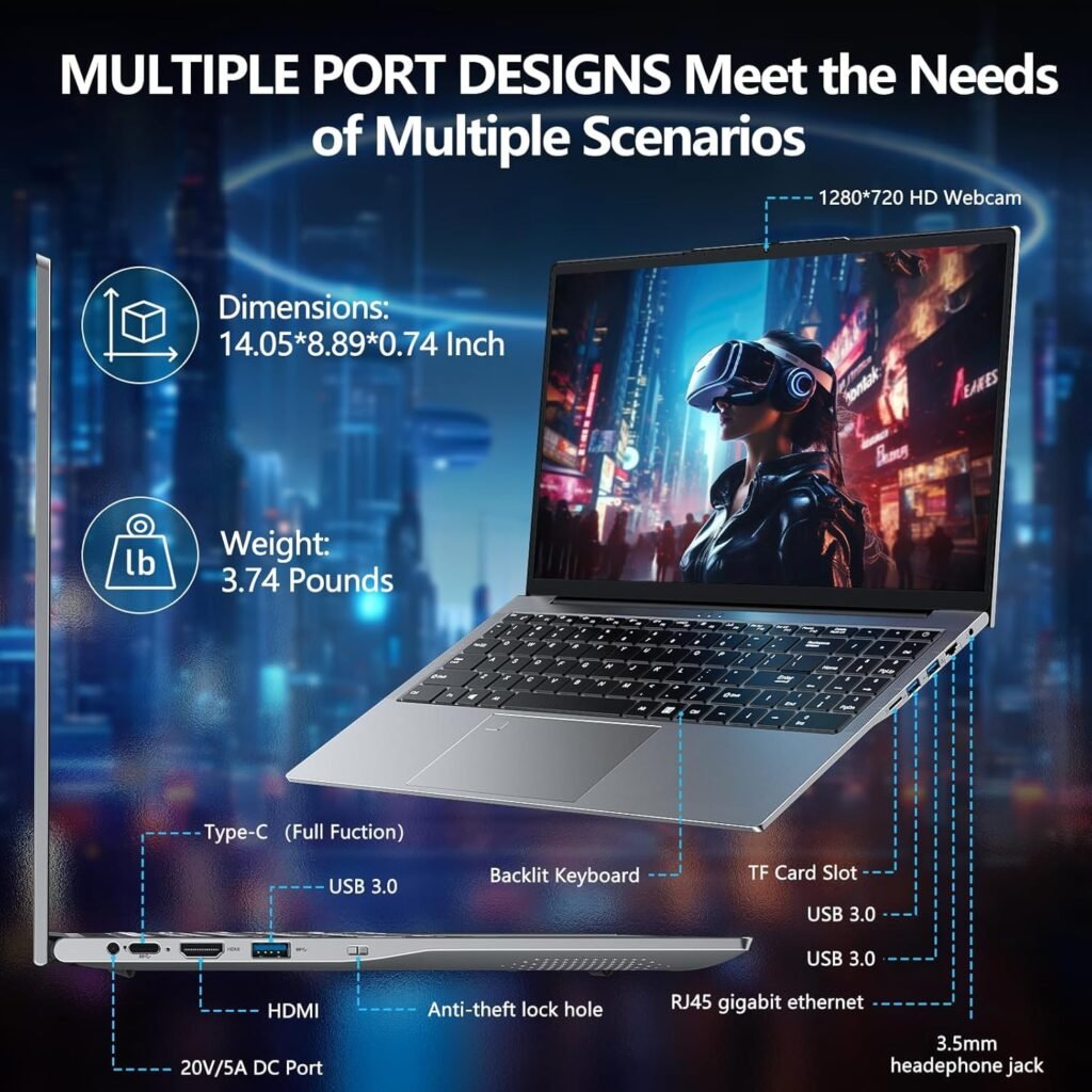 15.6 Inch Laptop Computer,16GB RAM 1TB SSD,Gaming Laptop,i9-11900H 8C/16T Processor(up to 4.9Ghz),UHD Graphics,15.6” FHD 1920 * 1080 Display,WiFi 6,BT5.2,Backlit Keyboard
