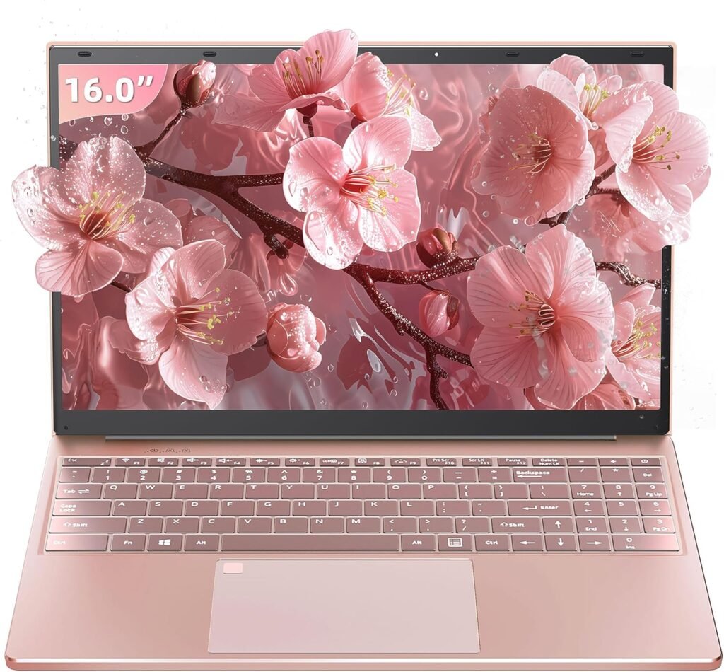16 Rose Gold Laptop, Celeron N5105 CPU, DDR4 16GB RAM 512G SSD, FHD IPS Display, Backlit KB，Fingerprint Unlock, USB 3.0, HDMI, WiFi/BT, Perfect for Work, Study and Play! (Rose Gold, 512G SSD)