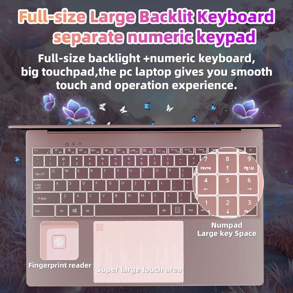 16 Rose Gold Laptop, Celeron N5105 CPU, DDR4 16GB RAM 512G SSD, FHD IPS Display, Backlit KB，Fingerprint Unlock, USB 3.0, HDMI, WiFi/BT, Perfect for Work, Study and Play! (Rose Gold, 512G SSD)