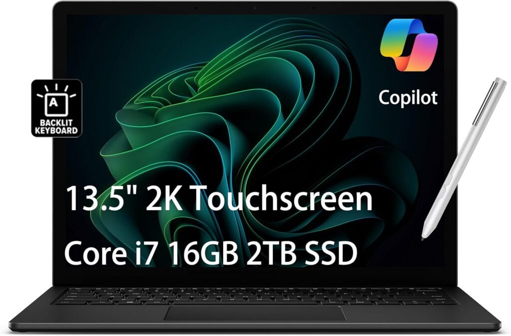 Microsoft Surface Laptop 5 Laptop (13.5 2K Touchscreen, Intel 10-Core i7-1265U, 16GB LPDDR5X, 1TB SSD), IST Active Pen, 18-Hr Battery Life, Backlit, Wi-Fi 6, Webcam, Win 11 Pro w/AI Copilot, Black