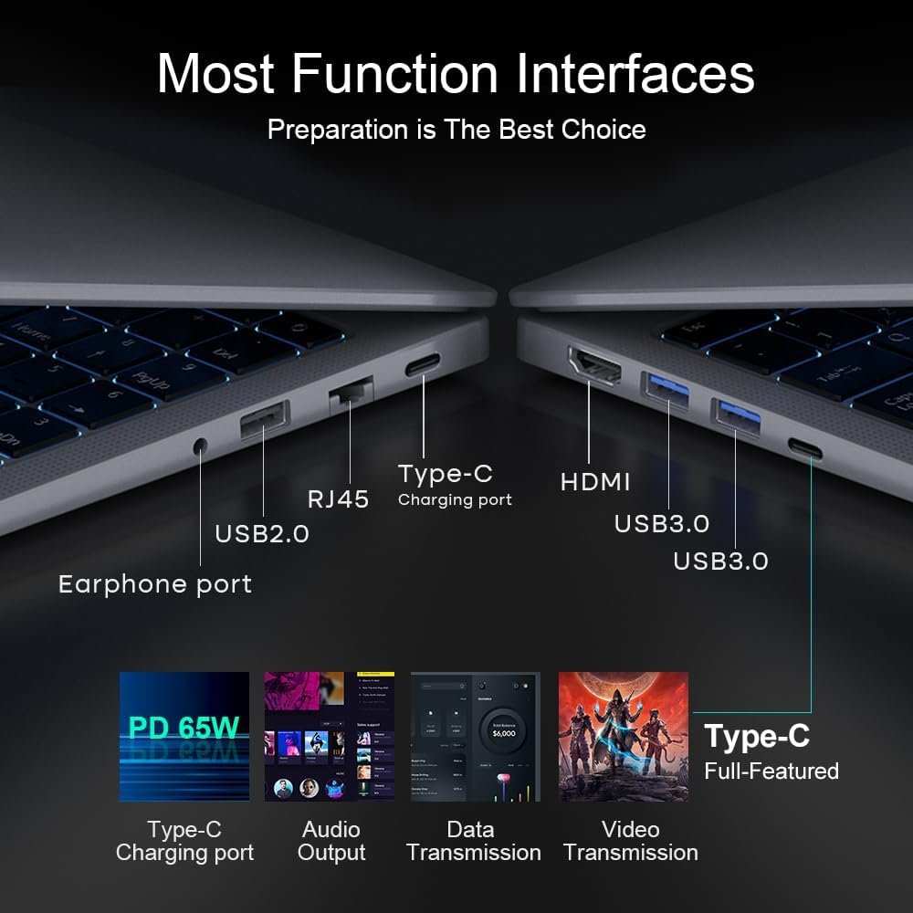 N16 Pro Gaming Laptop 16 inch 2.5K 2560 * 1600 IPS 120Hz Display 13th Intel Core i7-13620H 32GB DDR4 RAM 1TB PCIe SSD WiFi 6 Face Recognition Backlit Keyboard Computer Notebook Windows 11