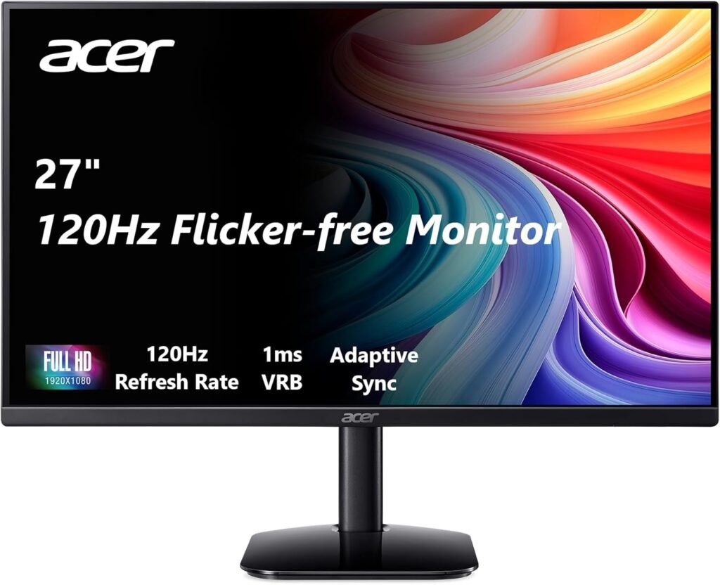 acer KB272 G0bi 27 IPS Full HD (1920 x 1080) Gaming Office Monitor | Adaptive-Sync Support (FreeSync Compatible) | Up to 120Hz Refresh | 1ms (VRB) | sRGB 99% | Tilt | HDMI  VGA Ports