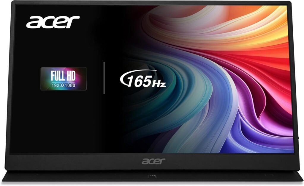 Acer Nitro Portable Gaming Monitor | 15.6 FHD IPS | 165Hz | AMD FreeSync | Ultra Slim Design | External Monitor for Laptop PC/Mac | 2-USB Type-C Ports, 1-Mini HDMI  1-Audio Out | PG161Q Pbmiuux