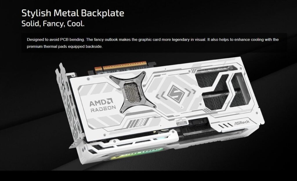 ASRock AMD Radeon RX 9070 XT Steel Legend 16GB White GPU 20Gbps GDDR6 256Bit (3rd Gen RT 2nd Gen AI Accelerators) PCIe5.0 800W 2x8-pin Triple Fan DP2.1a HDMI2.1b Graphics Card 2.9 Slot
