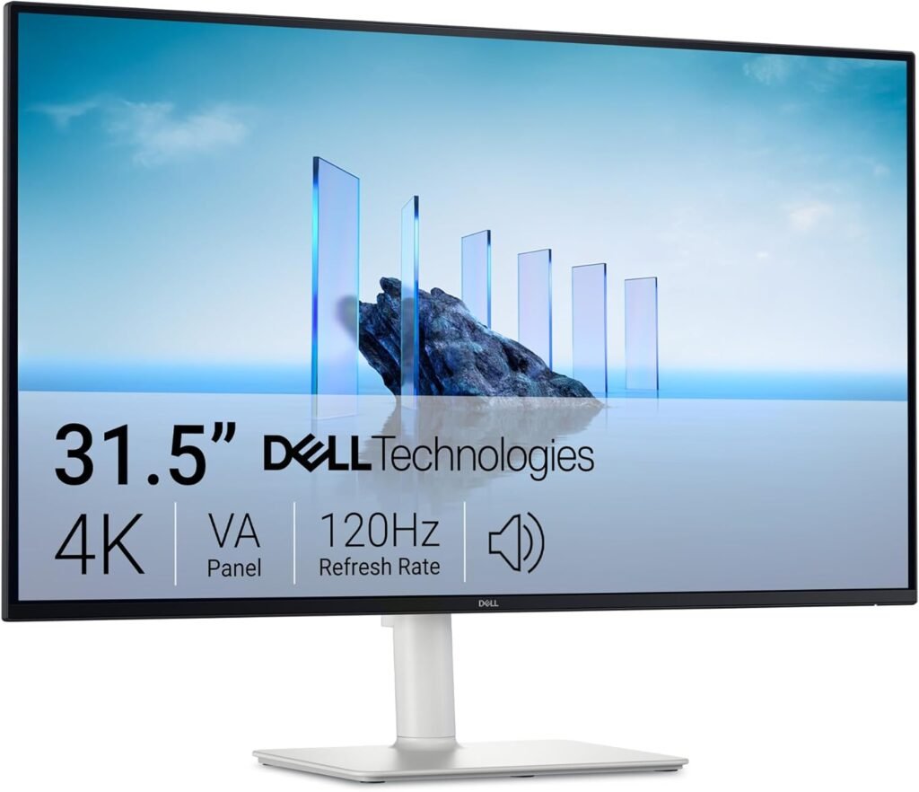 Dell 32 Plus 4K Monitor - S3225QS - 31.5-inch 4K (3840 x 2160) up to 120Hz 16:9 Display, VA Panel, AMD FreeSync Premium, 99% sRGB, 95% DCI-P3, 1500:1 Contrast Ratio, Comfortview Plus - Ash White