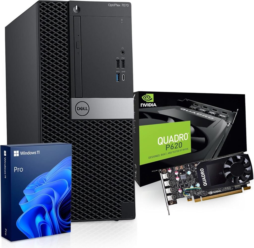 Dell Workstation Desktop Computer - Editing/Design | Nvidia Quadro P620 2GB | Intel i7-9700 | 32GB RAM, 1TB SSD + 4TB HDD | Wi-Fi 5G + BT | Windows 11 Pro (Renewed)