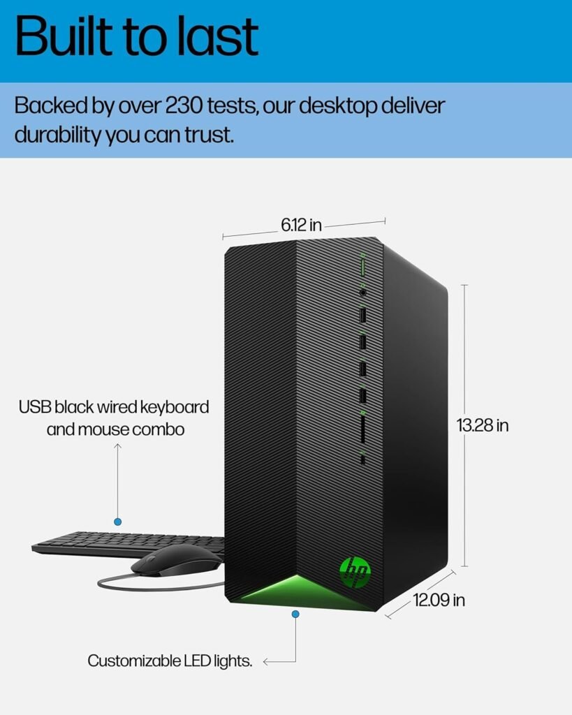 HP Pavilion Tower Desktop Computer, Intel 8-Core i7-11700F up to 4.9GHz, 16GB DDR4 RAM, 1TB PCIe SSD, GeForce GT 610 2GB, WiFi 6, Bluetooth, Type-C, RJ-45, HDMI, Windows 11 Pro, WE/PGPY
