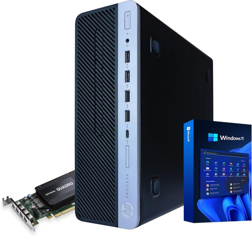 HP Workstation PC Desktop Computer | Editing and Design | NVIDIA Quadro K1200 4GB GPU | Intel Core i5 | 32GB DDR4 RAM, 1TB SSD + 4TB HDD | Wi-Fi 5G + Bluetooth | Windows 11 Pro (Renewed)