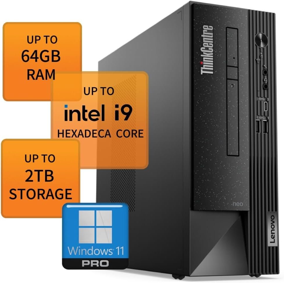Lenovo ThinkCentre Neo 50s SFF Business Desktop Computer | Windows 11 Pro | 16GB RAM | 256GB SSD + 1TB HDD | DisplayPorts | HDMI | RJ45 | USB Type-C | Intel Fast Multi-Tasking 6-Core i5