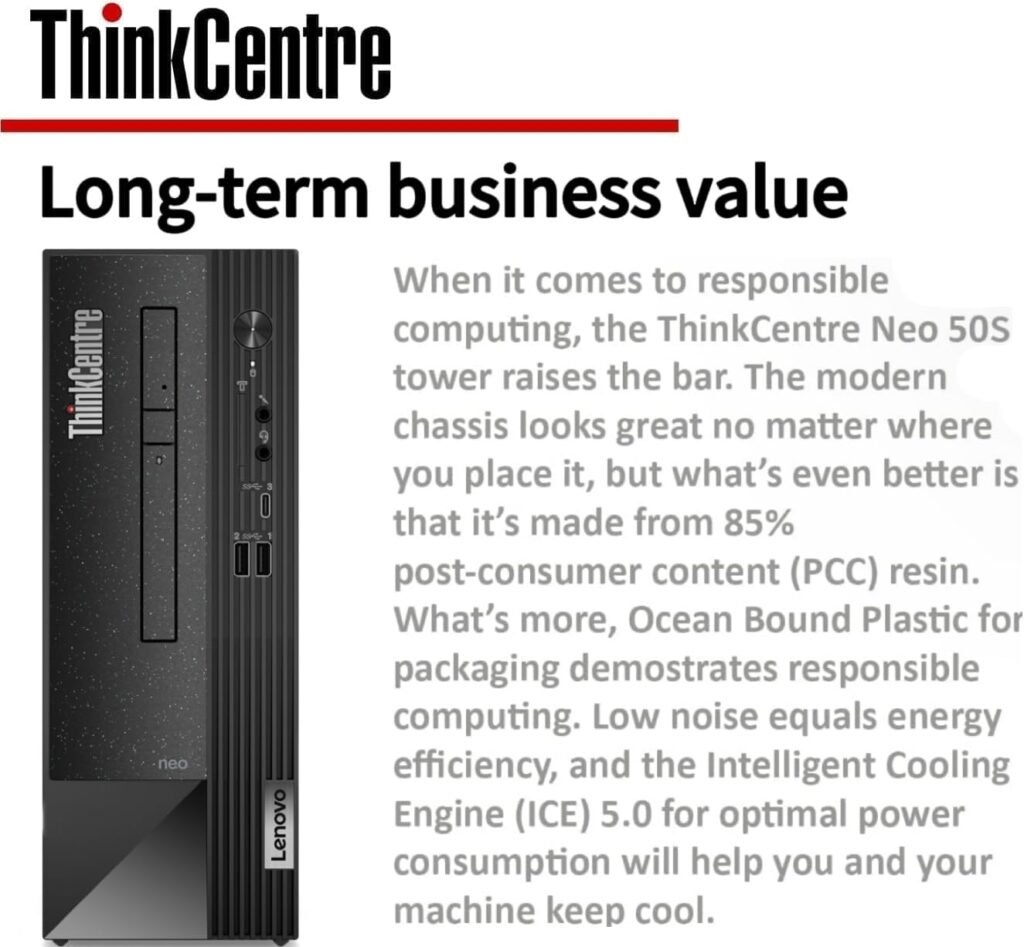 Lenovo ThinkCentre Neo 50s SFF Business Desktop Computer | Windows 11 Pro | 16GB RAM | 256GB SSD + 1TB HDD | DisplayPorts | HDMI | RJ45 | USB Type-C | Intel Fast Multi-Tasking 6-Core i5
