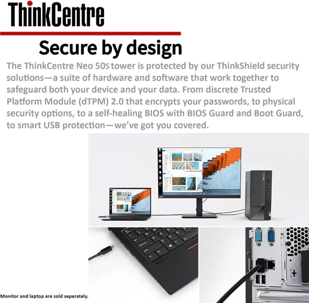 Lenovo ThinkCentre Neo 50s SFF Business Desktop Computer | Windows 11 Pro | 16GB RAM | 256GB SSD + 1TB HDD | DisplayPorts | HDMI | RJ45 | USB Type-C | Intel Fast Multi-Tasking 6-Core i5