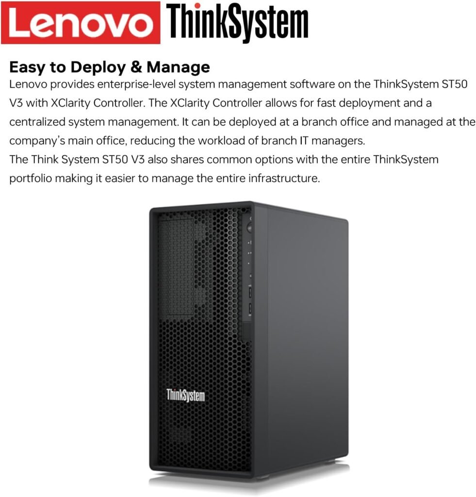Lenovo ThinkSystem ST50 V3 Superior Business Server Desktop, Intel Xeon E-2456, 32GB DDR5 RAM, 4TB 3.5 HDD, No Wi-Fi, No OS, USB 3.2, Keyboard not Included, Black