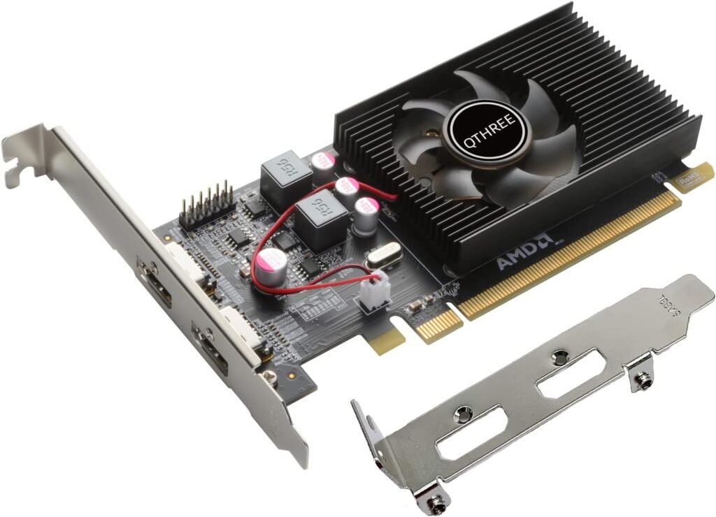 QTHREE Radeon HD 6570 Low Profile Graphics Card,Dual HDMI,1GB,GDDR3,64-Bits,Desktop Video Card for PC Gaming,PCI-Express X16,Computer GPU