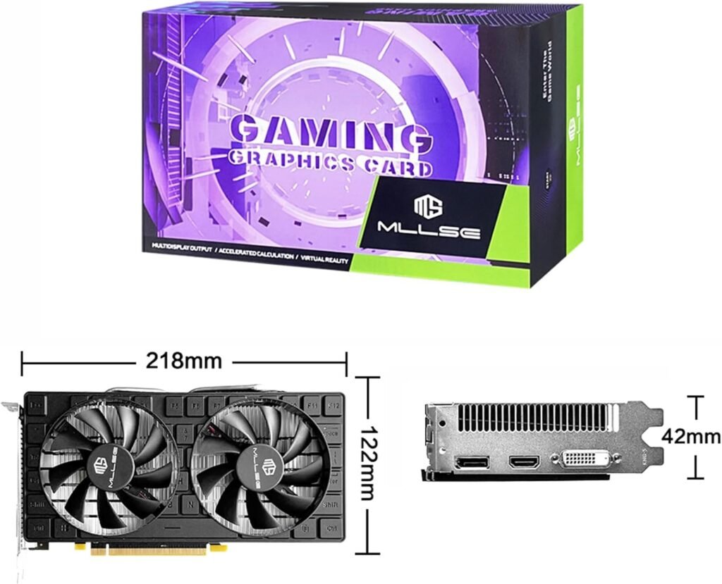 RX 580 8GB Graphics Card, 2048SP GDDR5 256 Bit GPU, PCIE 3.0 Gaming Video Card, Dual Fans Cooling, Gaming Card with HDMI/DP/DVI Ports, Desktop Graphics, GPU Video Card for Desktop Computer