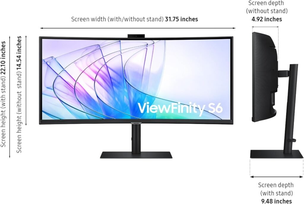 SAMSUNG 34 ViewFinity S50GC Series Ultra-WQHD Monitor, 100Hz, 5ms, HDR10, AMD FreeSync, Eye Care, Borderless Design, PIP, PBP, LS34C502GANXZA, 2023, Black