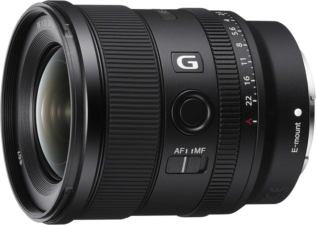Sony FE 20mm F1.8 G Full-Frame Large-Aperture Ultra-Wide Prime Angle G Lens, Model: SEL20F18G,Black