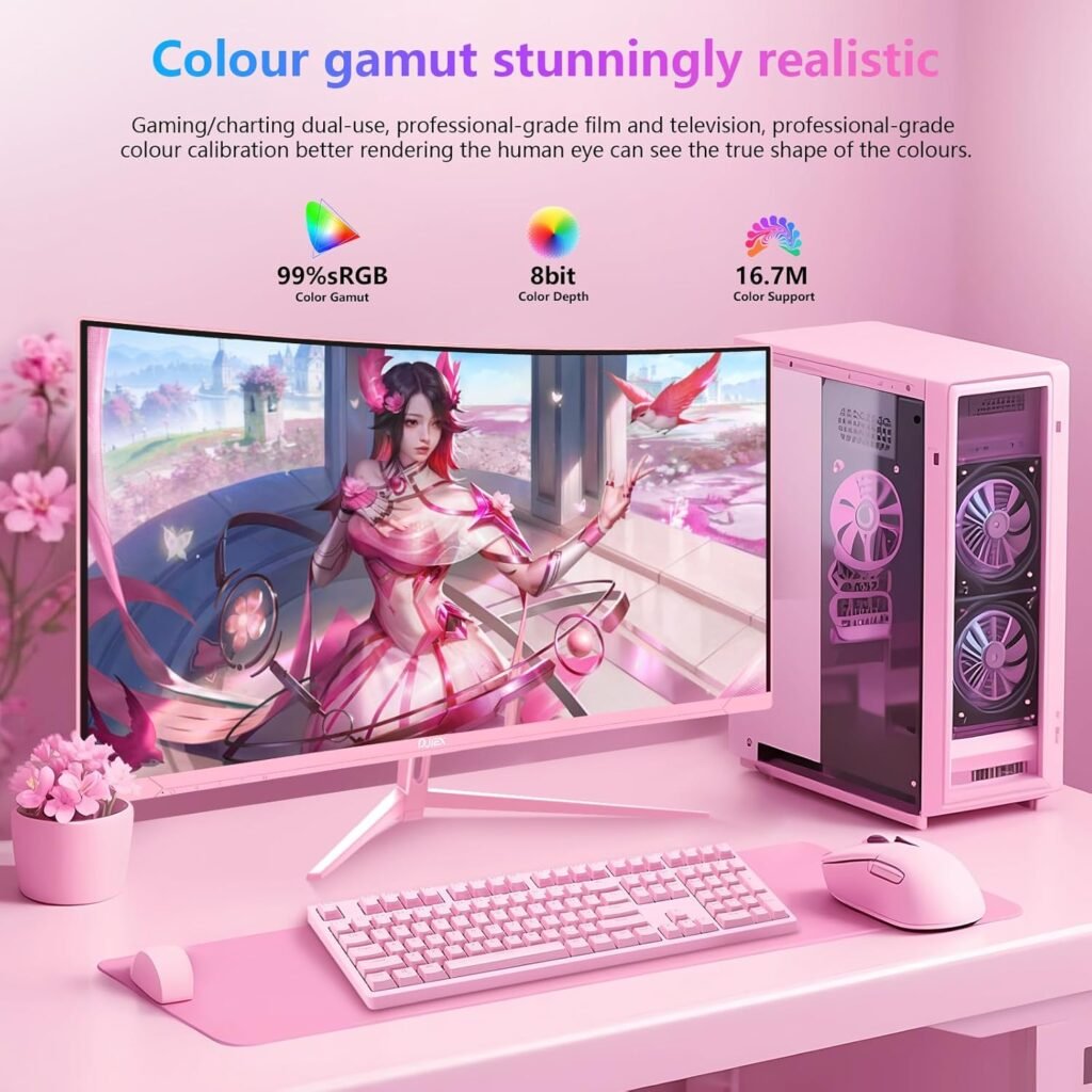 24 inch Gaming Computer Monitor FHD 1920x1080p 75Hz Refresh Rate 16:9 Aspect Ratio Ergonomic Tilt Sync Visual Experience for Work  Play Home Office Support Wall Mount Install（75 * 75mm）