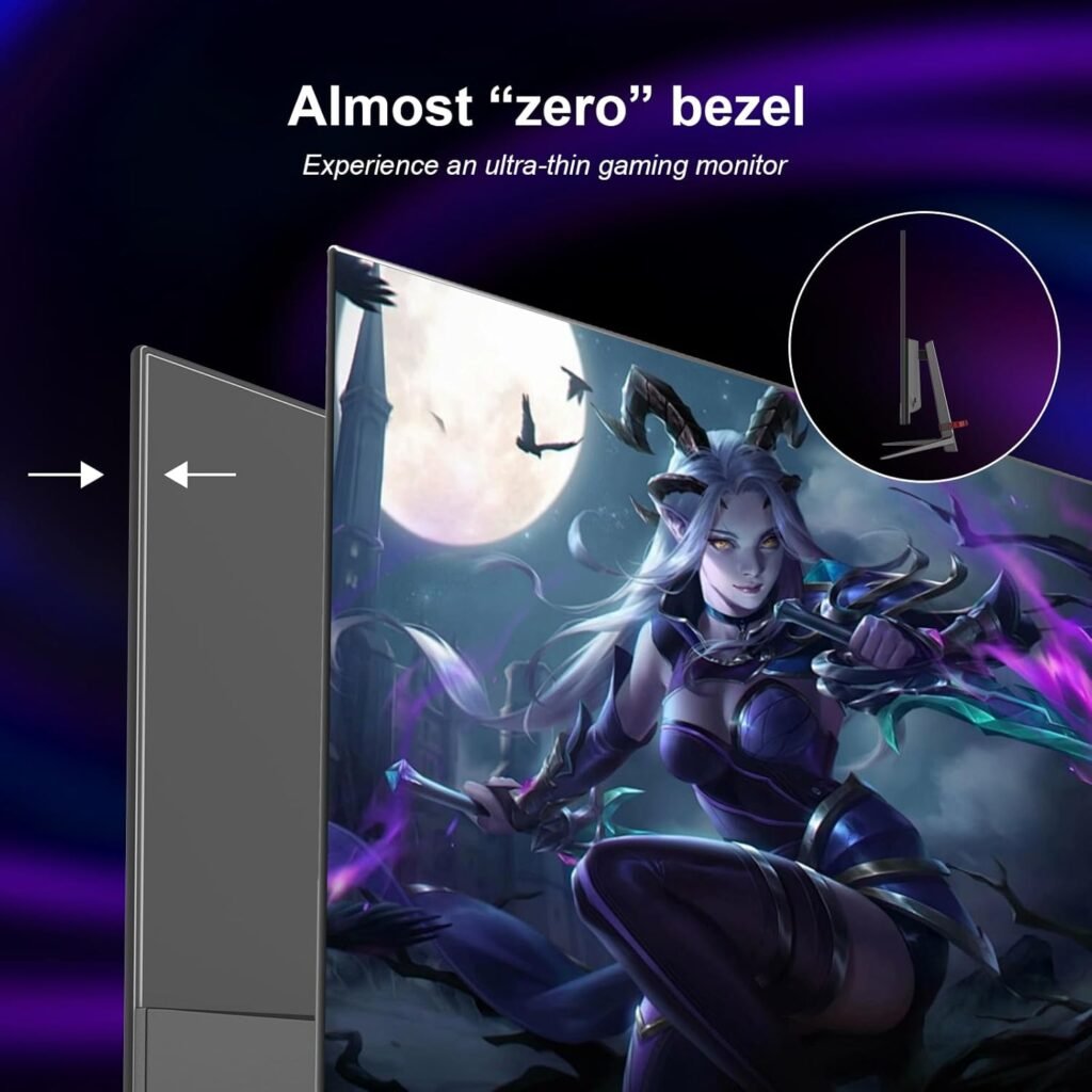 27 inch Gaming Monitor 100Hz Computer Monitor Built-in Speakers Full HD 1920 x 1080P with HDMI VGA Interface Eye Care Frameless with 3-Side Virtually Borderless Design VESA（100 x 100mm）