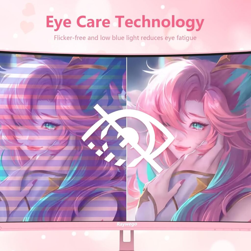 27 inch Gaming Monitor 100Hz Computer Monitor Built-in Speakers Full HD 1920 x 1080P with HDMI VGA Interface Eye Care Frameless with 3-Side Virtually Borderless Design VESA（100 x 100mm）