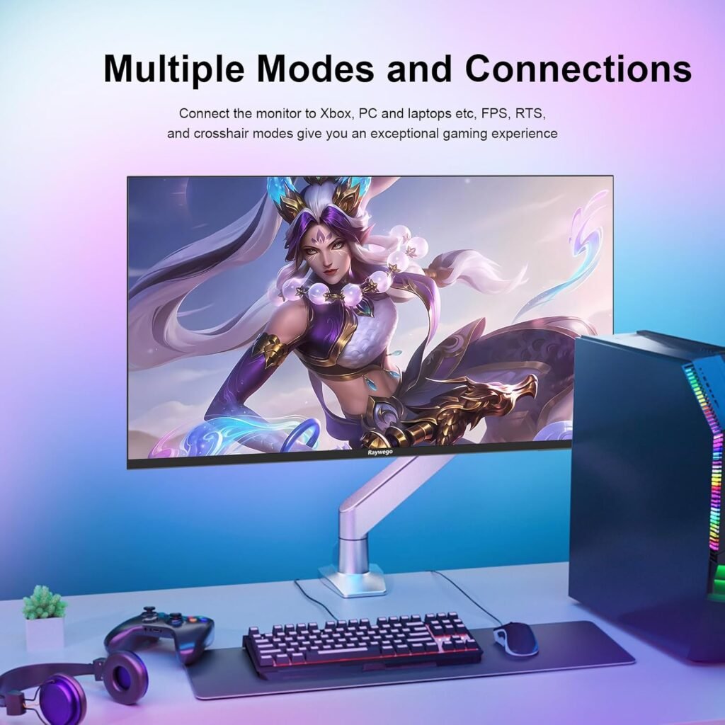 27 inch Gaming Monitor 100Hz Computer Monitor Built-in Speakers Full HD 1920 x 1080P with HDMI VGA Interface Eye Care Frameless with 3-Side Virtually Borderless Design VESA（100 x 100mm）