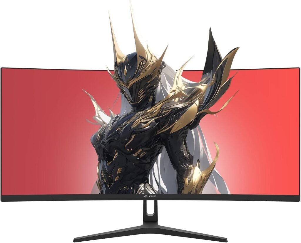 CRUA 34 Curved Gaming Monitor, WQHD 3440x1440, 144Hz/165Hz Computer Monitors, 1500R VA Screen, 120% sRGB, AMD FreeSync, HDMI 2.0  DP 1.4, Wall Mountable Installs- Black